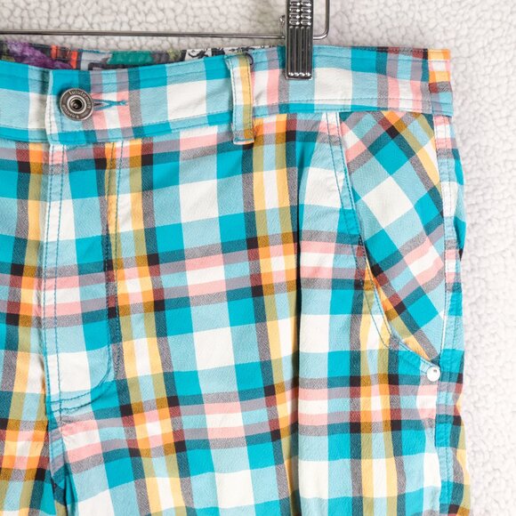 Lululemon Shorts Mens 36 Blue Pink Plaid Hybrid Swim Stretch Colorful - Picture 3 of 10